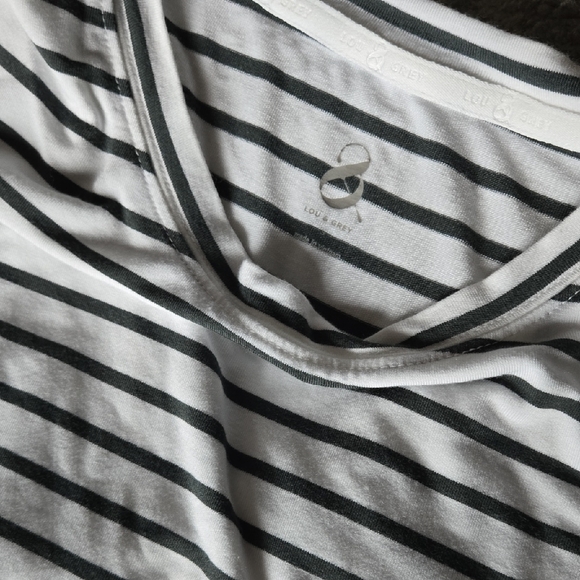 Lou & Grey LOFT Striped Tee and Olive Green Joggers Set - Picture 4 of 5